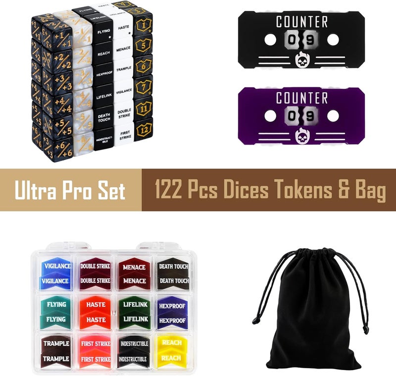 FIGURESLAB Store 122PCS MTG Keyword Tokens & Dice & Life Counter Set for MTG Accessories, Health Tracker Life Counter Bulk Ability MTG Dice Set, Compatible with TCG CCG Magic Card Gaming Accessories - Image 4